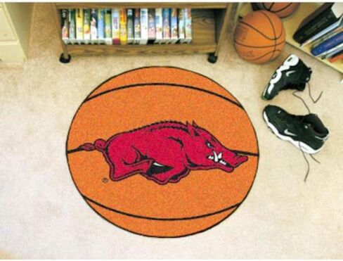 FANMATS 2128 Arkansas Razorbacks Basketball Shaped Rug - 27in. Diameter, Basketball Design, Sports Fan Accent Rug in Saudi Arabia