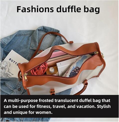 LENGO Semitransparent Travel Bag Men's Women's Sports Bag Gym Waterproof Slant Travel Bag Travel Sports Hospital Weekend Away Duffel Bag in Saudi Arabia