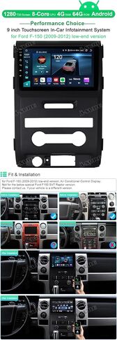 ASURE 2024 ترقية جديدة لراديو السيارة لسيارة Ford F150 2009-2012 Manual AC، 9 بوصة 4Core 2+32GB وحدة ملاحة GPS لنظام Android، Carplay Android Auto، مشغل فيديو بشاشة تعمل باللمس 1280x800 in Kuwait