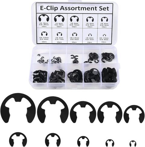 DIANN 120pcs E-Clip Assortment Kit E-Clip External Retaining Ring Assortment Set 10 Sizes M1.5-10 Circlip Snap Retainer Rings Opening Snap Ring Circlip Set in Kuwait
