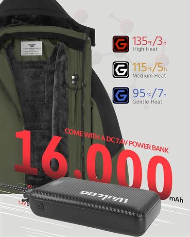 Wulcea Graphene Heated Jacket for Men Fur Lined with Large Capacity Battery Pack in Kuwait