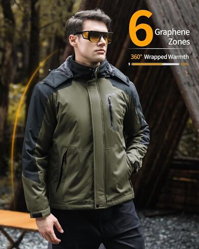 Wulcea Graphene Heated Jacket for Men Fur Lined with Large Capacity Battery Pack in Kuwait