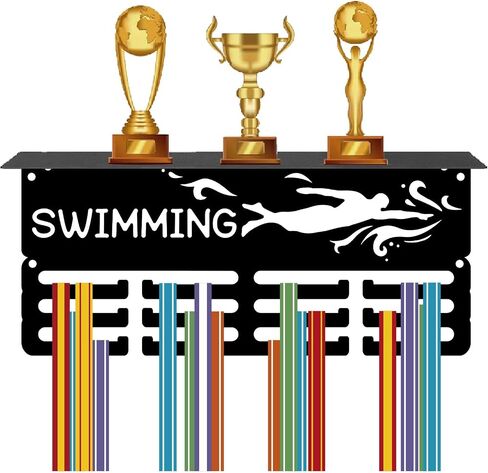 CREATCABIN Cheerleader Medal Holder Trophy Shelf Medal Hanger Display Rack Hanging Awards with Shelf Stand 3 Lines Design Hold 70+ Medals for Cheerleader Cheerlead Race Winner Member 11.4x5.1 Inch in Saudi Arabia