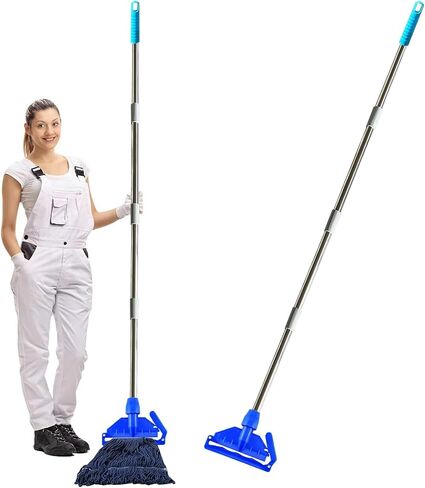 Mop Handle Commercial Heavy Duty - 70 inch Metal Commercial Mop Stick,Side Gate Mop Head Replacement Holder for Floor Cleaning,Clamp Mop Handle Quick Change for Wet Mop (1) in Saudi Arabia