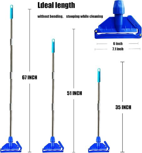 Mop Handle Commercial Heavy Duty - 70 inch Metal Commercial Mop Stick,Side Gate Mop Head Replacement Holder for Floor Cleaning,Clamp Mop Handle Quick Change for Wet Mop (1) in Saudi Arabia
