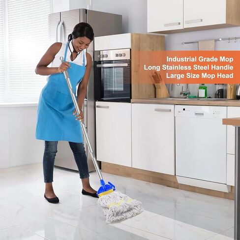 Mop Handle Commercial Heavy Duty - 70 inch Metal Commercial Mop Stick,Side Gate Mop Head Replacement Holder for Floor Cleaning,Clamp Mop Handle Quick Change for Wet Mop (1) in Saudi Arabia