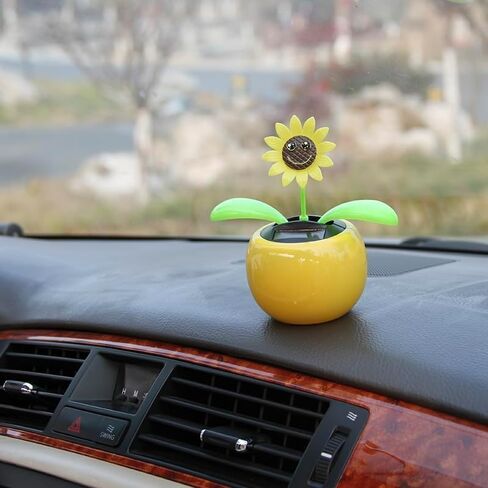 2 Pcs 3D Stereoscopic Eyes Smiley Solar Dancing Flowers Sunflower Solar Dancing Figurines Sunflower Decor Dashboard Decorations Bobbleheads for Car Dashboard Solar Bobblehead Figures in Saudi Arabia