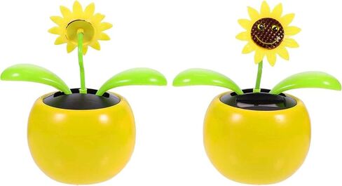 2 Pcs 3D Stereoscopic Eyes Smiley Solar Dancing Flowers Sunflower Solar Dancing Figurines Sunflower Decor Dashboard Decorations Bobbleheads for Car Dashboard Solar Bobblehead Figures in Saudi Arabia