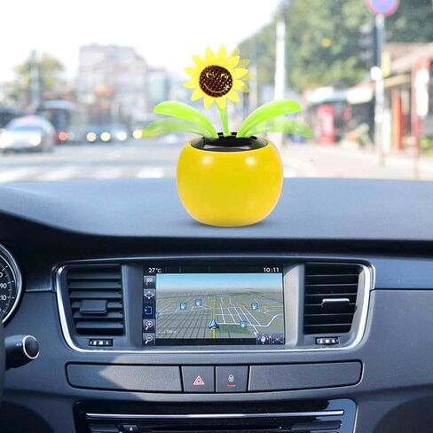 2 Pcs 3D Stereoscopic Eyes Smiley Solar Dancing Flowers Sunflower Solar Dancing Figurines Sunflower Decor Dashboard Decorations Bobbleheads for Car Dashboard Solar Bobblehead Figures in Saudi Arabia