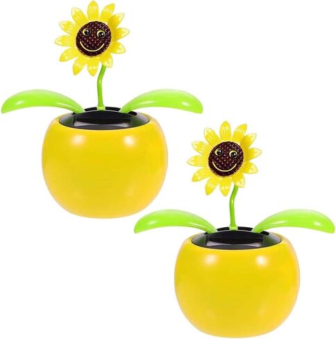 2 Pcs 3D Stereoscopic Eyes Smiley Solar Dancing Flowers Sunflower Solar Dancing Figurines Sunflower Decor Dashboard Decorations Bobbleheads for Car Dashboard Solar Bobblehead Figures in Saudi Arabia