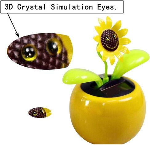 2 Pcs 3D Stereoscopic Eyes Smiley Solar Dancing Flowers Sunflower Solar Dancing Figurines Sunflower Decor Dashboard Decorations Bobbleheads for Car Dashboard Solar Bobblehead Figures in Saudi Arabia