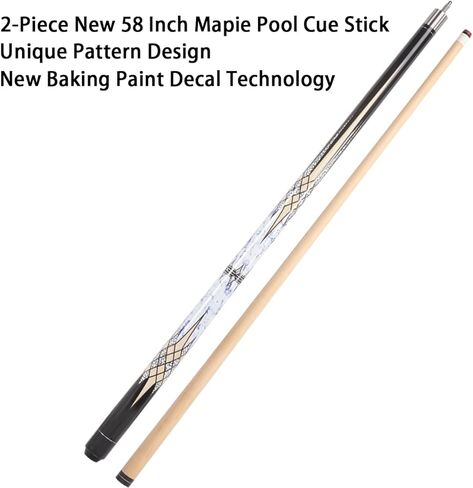 Pool Cue Stick - 58 inch Canadian Maple Billiard Pool Stick, 13mm Hard Tip 2-Piece Pool Cue Stick in Kuwait