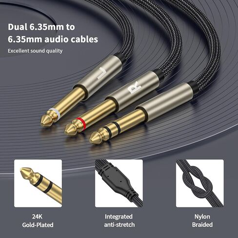 1/4 inch TRS Stereo Y-Splitter Insert Cable, 1/4 Inch Male Jack to Dual 1/4inch(6.35mm) Male TS Mono Breakout Cable Audio Patch Cord -6.6FT in Saudi Arabia