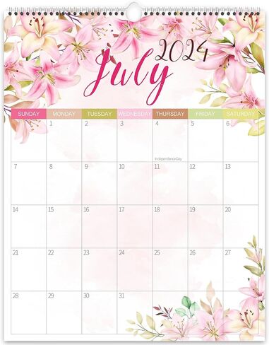 GuassLee Wall Calendar 2024-2025, 2024 Calendar Wall, 18-Months Hanging Calendar Jul. 2024 to Dec. 2025, 14" x 11" Monthly Planner Wall with Thick Paper, Plant Design for Office School Home Teacher in Saudi Arabia