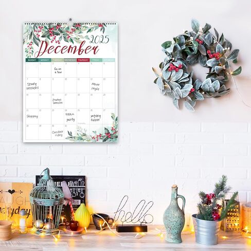 GuassLee Wall Calendar 2024-2025, 2024 Calendar Wall, 18-Months Hanging Calendar Jul. 2024 to Dec. 2025, 14" x 11" Monthly Planner Wall with Thick Paper, Plant Design for Office School Home Teacher in Saudi Arabia