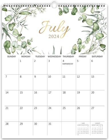 GuassLee Wall Calendar 2024-2025, 2024 Calendar Wall, 18-Months Hanging Calendar Jul. 2024 to Dec. 2025, 14" x 11" Monthly Planner Wall with Thick Paper, Plant Design for Office School Home Teacher in Saudi Arabia
