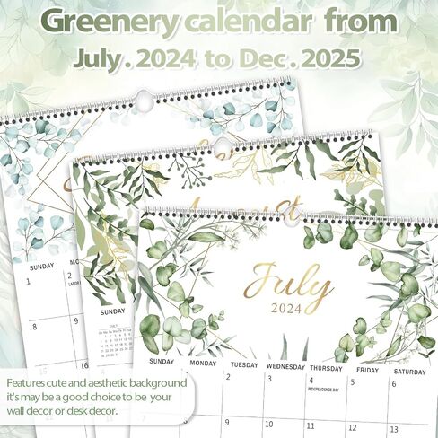 GuassLee Wall Calendar 2024-2025, 2024 Calendar Wall, 18-Months Hanging Calendar Jul. 2024 to Dec. 2025, 14" x 11" Monthly Planner Wall with Thick Paper, Plant Design for Office School Home Teacher in Saudi Arabia