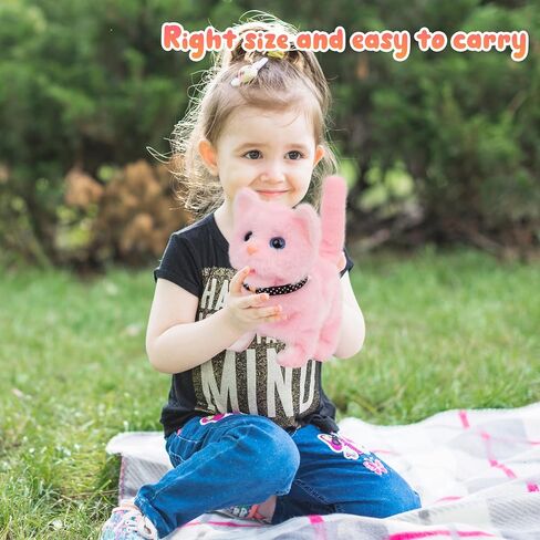Easfan Walking Kitty Plush Toy Electric Interactive Cat Stuffed Animal Meowing Tail Wagging Head Nodding Cat Pet Toy Animated Kitten Birthday for Kids Toddlers,7.5’’ in Saudi Arabia