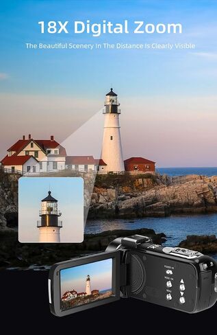 ORDRO Video Camera Camcorder Full HD 1080P 30FPS 30MP, IR Night Vision Vlogging Camera Recorder for YouTube 3.0 Inch IPS Screen 18X Zoom Camcorders with 16G SD Card, 2 Batteries Remote Control in Saudi Arabia