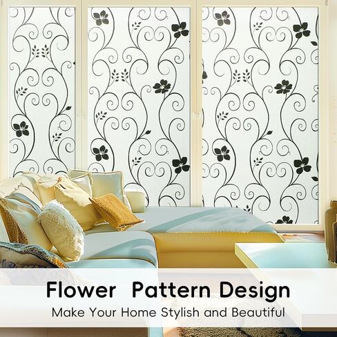 DUOFIRE Window Film Privacy,Stained Glass Window Film, Static Cling Window Cling, Privacy Film for Glass Windows No Glue Anti-UV Window Sticker for Bathroom Bedroom Office（11.8in. x 47.2in. in Saudi Arabia