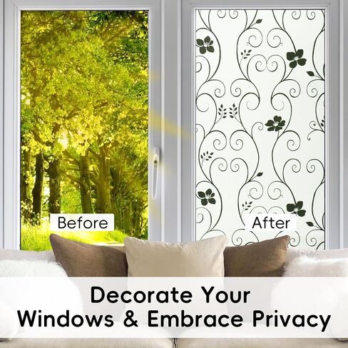 DUOFIRE Window Film Privacy,Stained Glass Window Film, Static Cling Window Cling, Privacy Film for Glass Windows No Glue Anti-UV Window Sticker for Bathroom Bedroom Office（11.8in. x 47.2in. in Saudi Arabia