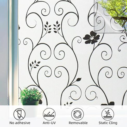 DUOFIRE Window Film Privacy,Stained Glass Window Film, Static Cling Window Cling, Privacy Film for Glass Windows No Glue Anti-UV Window Sticker for Bathroom Bedroom Office（11.8in. x 47.2in. in Saudi Arabia