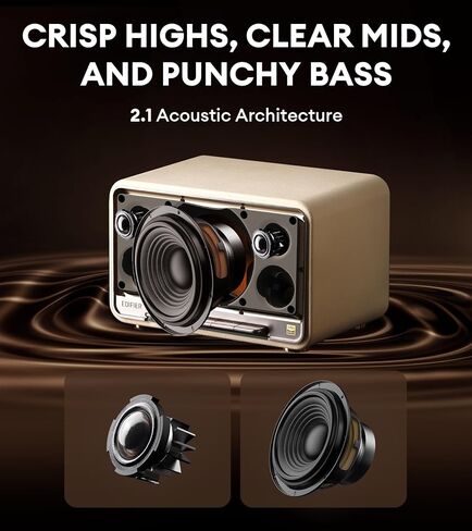 Edifier D32 Tabletop Wireless Speaker, Hi-Res Audio, LDACAACALAC, Bluetooth V5.3, 60W (RMS), 2.1 Acoustic Architecture, Full Digital Signal Process, 11h Playtime, APP Control, Black Walnut in Saudi Arabia