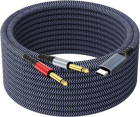 USB C to 1/4 inch Audio Cable 10ft, Type C to 1/4 inch Audio Cable Built-in Realtek ALC5686 32Bit 384KHz DAC,Type C to 1/4 Cable for Smartphone,Tablet,Laptop, Amplifier,Speaker in Saudi Arabia