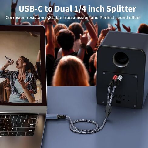 USB C to 1/4 inch Audio Cable 10ft, Type C to 1/4 inch Audio Cable Built-in Realtek ALC5686 32Bit 384KHz DAC,Type C to 1/4 Cable for Smartphone,Tablet,Laptop, Amplifier,Speaker in Saudi Arabia
