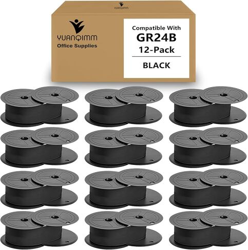 12 حزمة GR24 متوافقة مع GR24 GR24B شريط حاسبة عالمي مزدوج متوافق مع طابعة Porelon 11216 NuKote Dataproducts R3027 Sharp El-1197 P-III السوداء in Kuwait