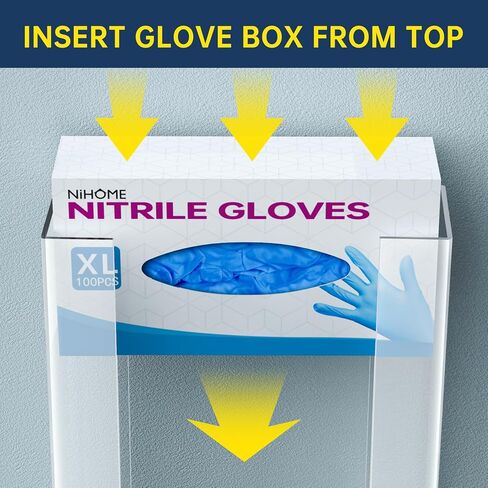 NiHome Multi-Tier Clear Acrylic Wall Mount Glove Box Holder Tissue Box Dispenser for Kitchen, Bathroom, Garage, Lab, Salon, Space-Saving Adjustable Organizer for Gloves, Tissues, Baby Wipes (3-Tier) in Saudi Arabia