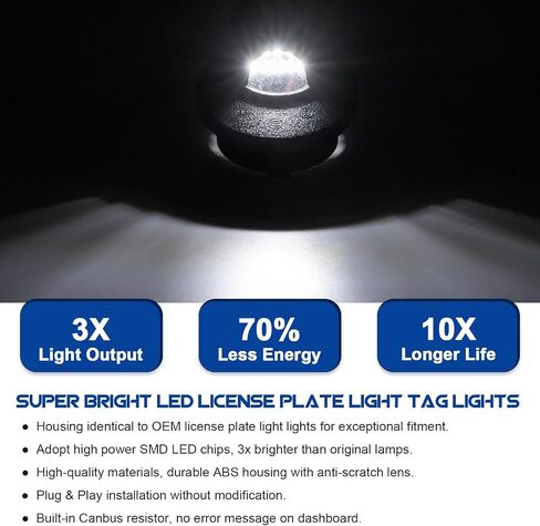 2 قطعة لوحة ترخيص LED أضواء العلامة لاستبدال 1980-2014 F150 / 1980-1997 F250 F350 أضواء لوحة ترخيص الشاحنة in Saudi Arabia
