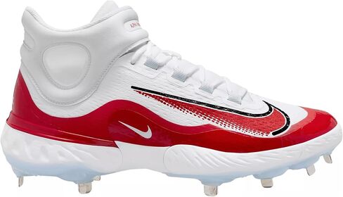 Nike Men's Alpha Huarache Elite 4 Mid Baseball Cleats (9.5 US, White & Black) in Saudi Arabia