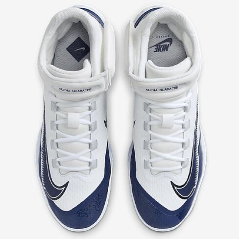 Nike Men's Alpha Huarache Elite 4 Mid Baseball Cleats (9.5 US, White & Black) in Saudi Arabia