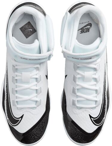 Nike Men's Alpha Huarache Elite 4 Mid Baseball Cleats (9.5 US, White & Black) in Saudi Arabia