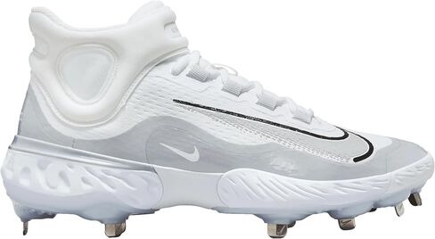 Nike Men's Alpha Huarache Elite 4 Mid Baseball Cleats (9.5 US, White & Black) in Saudi Arabia
