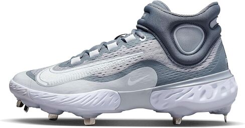 Nike Men's Alpha Huarache Elite 4 Mid Baseball Cleats (9.5 US, White & Black) in Saudi Arabia
