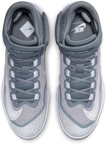 Nike Men's Alpha Huarache Elite 4 Mid Baseball Cleats (9.5 US, White & Black) in Saudi Arabia