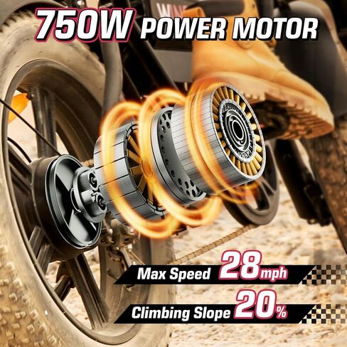 دراجة كهربائية K2 للبالغين، محرك طاقة 750 وات، بطارية قابلة للإزالة 48 فولت 13 أمبير، دراجة كهربائية بإطار سميك لجميع التضاريس 20 بوصة 28 ميل في الساعة و46.6 ميل مع وسادة ممتدة، معتمدة من UL، نظام تثبيت السرعة، دراجة إلكترونية حضرية in Kuwait