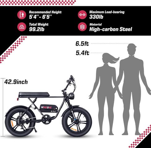 دراجة كهربائية K2 للبالغين، محرك طاقة 750 وات، بطارية قابلة للإزالة 48 فولت 13 أمبير، دراجة كهربائية بإطار سميك لجميع التضاريس 20 بوصة 28 ميل في الساعة و46.6 ميل مع وسادة ممتدة، معتمدة من UL، نظام تثبيت السرعة، دراجة إلكترونية حضرية in Kuwait