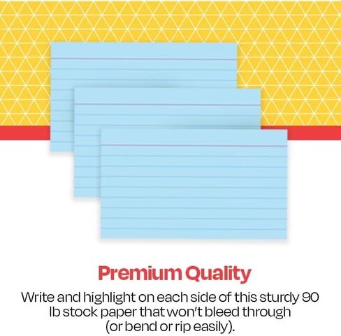 School Smart Heavyweight Ruled Index Cards - 5 x 8 inches - Pack of 100 - Canary in Saudi Arabia