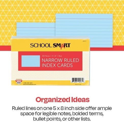School Smart Heavyweight Ruled Index Cards - 5 x 8 inches - Pack of 100 - Canary in Saudi Arabia