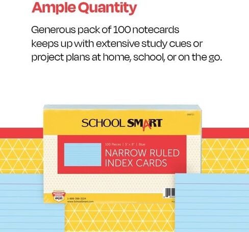 School Smart Heavyweight Ruled Index Cards - 5 x 8 inches - Pack of 100 - Canary in Saudi Arabia