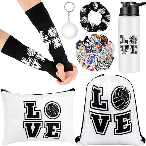 7 قطع هدية للكرة الطائرة للفتيات من LEIFIDE تتضمن زجاجة مياه للكرة الطائرة، وحقيبة برباط للكرة الطائرة، وحقيبة مكياج، وأكمام للذراع، وسلاسل مفاتيح وعصابة رأس مرنة وملصقات لمحبي لاعبي الكرة الطائرة in Kuwait