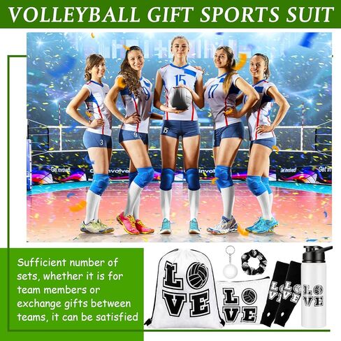 7 قطع هدية للكرة الطائرة للفتيات من LEIFIDE تتضمن زجاجة مياه للكرة الطائرة، وحقيبة برباط للكرة الطائرة، وحقيبة مكياج، وأكمام للذراع، وسلاسل مفاتيح وعصابة رأس مرنة وملصقات لمحبي لاعبي الكرة الطائرة in Kuwait