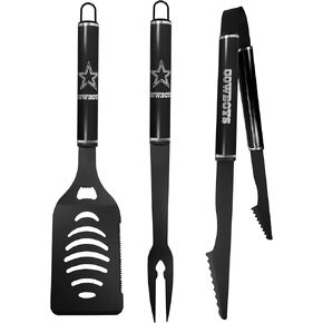 Siskiyou Sports NFL Dallas Cowboys 3 pc Monochromatic BBQ Set, Black,One Size