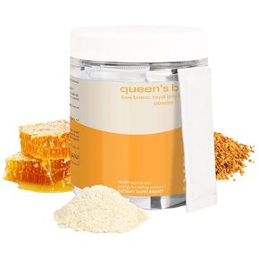 Queen's Boost - Sugar-Free Bee Bread, Royal Jelly & Propolis Powder with Vitamin C - Non-GMO, Immune Support & Energy - 30 Sachets, 30-Day Supply