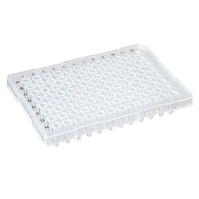 Globe Scientific PCR-HS-RR02 PCR Plate, 96-Well, Half Skirt, ABI-Style, Ridged Rim, Clear, 0.2mL Capacity, Pack of 100