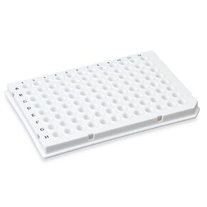 Globe Scientific PCR-HS-01W PCR Plate, 96-Well, Low Profile, Half Skirt, Light Cycler-Style, White, 0.1mL Capacity, Pack of 100