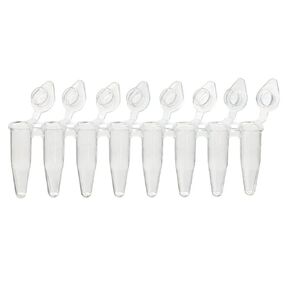 Globe Scientific PCR-DL-02F DiamondLink PCR Tube with Individually-Attached Flat Cap, 8-Strip, Clear, 0.2mL Capacity, Pack of 1200